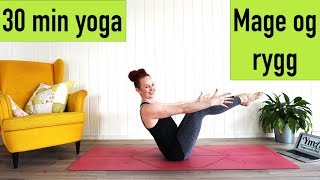 30 MINUTTER YOGA FOR NYBEGYNNERE fokus på mage og rygg [upl. by Magavern955]