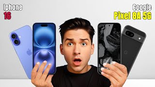 IPhone 16 Vs Google Pixel 8A  Full Comparison  Which one is Best [upl. by Nedyarb142]