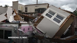 Tornado leaves damage debris in suburban Chicago [upl. by Lanti]