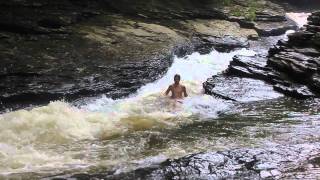 Ohiopyle Meadow Run Natural Water Slide High Water [upl. by Tsirhc]