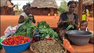 African Village Life cooking Omena Vegetables Served With Corn Starch For Our Village Kids [upl. by Germano]