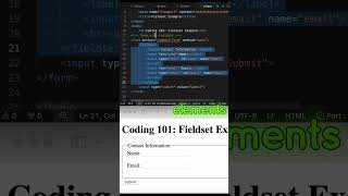 HTML Coding 101 Q27 Which HTML tag is used to group related elements in a form html css shorts [upl. by Pavlish]