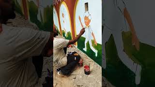 school wall art painting swachh sarvekshan 2024wallpaintingideas kgorhat mau [upl. by Noizneb]