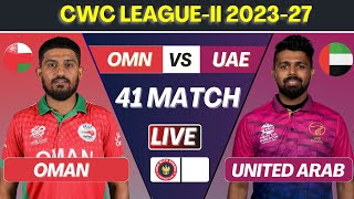 Oman vs United Arab Emirates  OMN vs UAE Live Match  41st Match  Live Score Commentary [upl. by Amisoc]