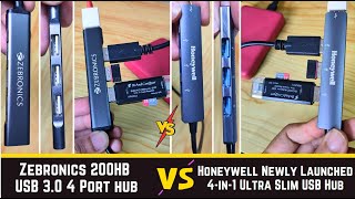 Honeywell vs Zebronics 200HB USB hub 30 4in1 Ultra Slim USB Hub Detail Comparison Speed Test [upl. by Natalee]