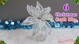 6 Christmas Poinsettia flower making with simple materials Part 2  DIY Christmas craft idea🎄248 [upl. by Edana]