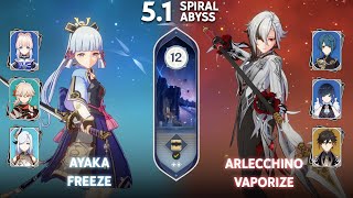 NEW Spiral Abyss 51 C1 Ayaka Freeze and C0 Arlecchino Double Hydro  Genshin Impact Floor 12 [upl. by Deron]