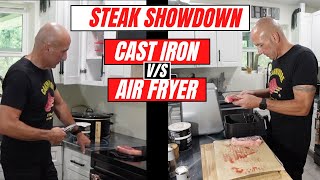 Lion Diet Cooking with NY Strip Steak Cast Iron vs Air Fryer Im not a chef [upl. by Nuj]