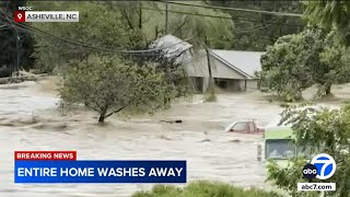 House floats away collapses as Helene leaves North Carolina under water [upl. by Greenwell]