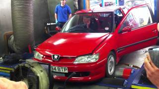 Chris 306 Rallye by PUG1OFF  making 270bhp at charity rolling road event [upl. by Hsetim]