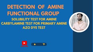 Carbylamine test  Azo dye test  solubility test  detection of amine functional groupjeemains [upl. by Aelber]