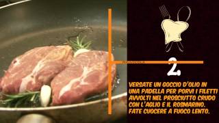 Video ricetta Filetto di manzo arrotolato nel prosciutto crudo con aglio e cognac [upl. by Bigelow]