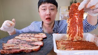 ～MUKBANG～실비김치 컨츄리 통 베이컨 스테이크 리얼사운드 먹방 Spicy Kimchi amp Bacon ASMR [upl. by Aiyotal]