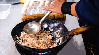 Chinese Street Food Excellent egg fried rice fried noodles Chinese burgers banana flying cake [upl. by Gnut]