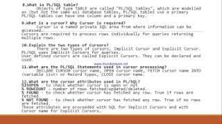 Top 30 PLSQL interview questions and answers [upl. by Ottavia]