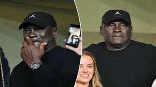 Michael Jordan photo sets off fan concerns at MonacoBarcelona soccer match [upl. by Ynnohj]