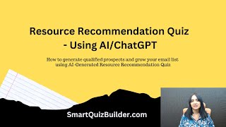 How to Create a Resource Recommendation quiz using ChatGPT and SmartQuizBuilder com [upl. by Marzi]