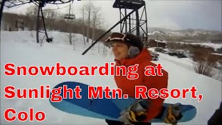 Snowboarding at Sunlight Mountain resort near Glenwood Springs in Colorado USA [upl. by Sevein]