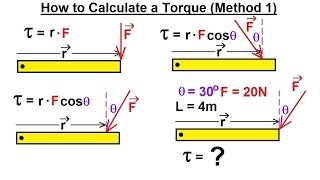 Physics 15 Torque Fundamentals 4 of 13 How to Calculate a Torque Method 1 [upl. by Rhoda]