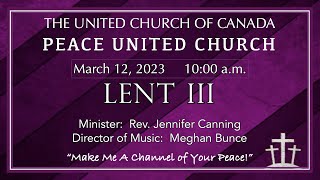 Peace United Church March 12 2023 Service [upl. by Airotel]