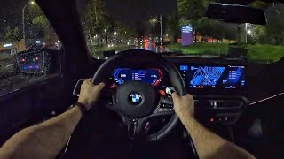 2023 BMW M3 Competition xDrive POV Rainy Night Drive 3D AudioASMR [upl. by Felder904]