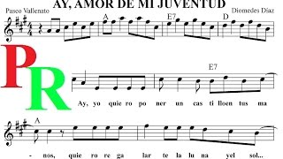 Amor de mi Juventud Partitura con Audio vallenato Diomedes RICAMÚSICA [upl. by Dag859]