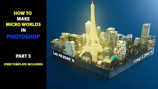 How to Make Microworlds in Photoshop  Glowing Eiffel Tower Microworld  Speed Art [upl. by Airat696]