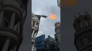 Never get tired of this view in Diagon Alley  Harry Potter Gringotts Dragon [upl. by Mensch607]