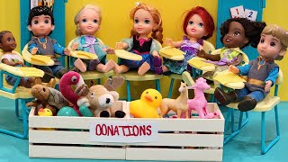 Toys for tots  Elsa amp Anna toddlers  Barbie  school classmates  gifts for poor kids [upl. by Gainor]