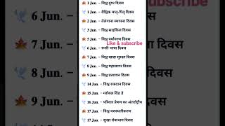 महत्वपूर्ण दिवस GkGs questions  Most important days Gk shorts video [upl. by Elletnwahs]