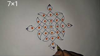 71 dots Easy Tuesday Rangoli Special Kolam Design Daily Rangoli Muggulu [upl. by Tabina630]