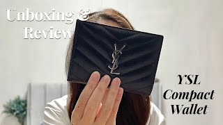 Saint Laurent TwoPart Compact Wallet Review  Wear amp Tear Price Practicality [upl. by Ihcas]