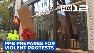 Portland police prepare for violent protests after election [upl. by Sellig796]