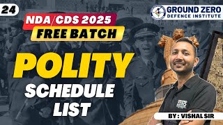 Schedule List  Indian Polity  NDA CDS 1 2025 crash course [upl. by Isador359]