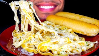 ASMR Olive Garden Creamy Alfredo Shrimp Pasta Mukbang  Sticky Eating Sounds BIG BITES No Talking [upl. by Island]