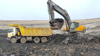 Volvo EC480DL Excavator Loading COAL On Scania Trucks  World Earthmovers [upl. by Devitt733]