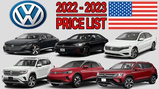 Volkswagen Price List USA 2022 to 2023 [upl. by Utta482]