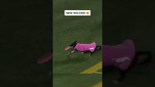 World record for longest catch at a sporting event and it’s by a dog via Frisbee Rob [upl. by Kym234]