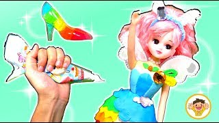 プリキュアアラモードのドレスでリカちゃんが変身❤️キュアパルフェの衣装を粘土で手作りして着せ替え⭐ペガサスパフェやハイヒールもつくるよ♪おもちゃ アニメ [upl. by Gisella327]