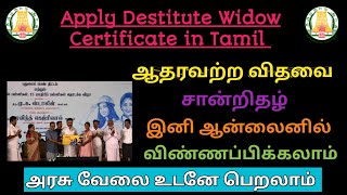 ஆதரவற்ற விதவை சான்றிதழ் Destitute Widow Certificate in Tamil 2024 [upl. by Christopher615]