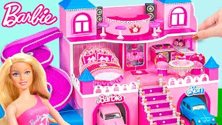 Build Pink Barbie 3 Story Dreamhouse with Water Slide Pool Furniture Garage ❤️ DIY Miniature House [upl. by Jews]