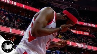 James Hardens odd dunk celebration best putback dunks in NBA history  The Jump [upl. by Eemia]