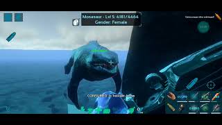 Taming Mosasaurus with Quezal Kibble  Ark Mobile [upl. by Norvall]