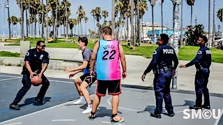 Community Engagement LAPD Officers Trade Badges for Basketballs at Venice Beach [upl. by Ymme]