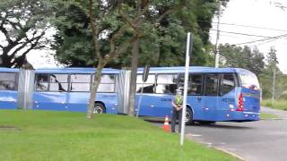 The worlds largest bus 28 meters Neobus Mega BRT Brazilian Buses Curitiba PR [upl. by Enoed942]