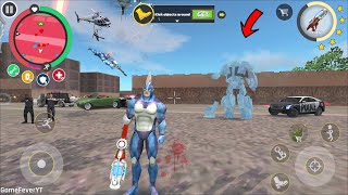 Rope Hero Vice Town New Winter Season Rope Hero with Snow Gun Freezed Police Car Robot  HD [upl. by Ahouh]