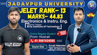 JELET 2024 Exam Rank 13  Jadavpur University  Department EIE Sayan Das Online Regular Student BIT [upl. by Nyltak392]