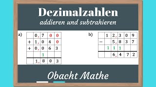 Dezimalzahlen addieren und subtrahieren  genial einfach amp schnell erklärt  ObachtMathe [upl. by Vaclava]