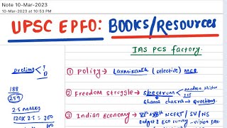 UPSC EPFO APFC AOEO 2023 BooksResources [upl. by Atinuhs900]