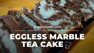 Eggless Marble Tea Cake in Microwave Oven  No egg Marble cake recipe with Chocolate Vanilla flavour [upl. by Lachance]